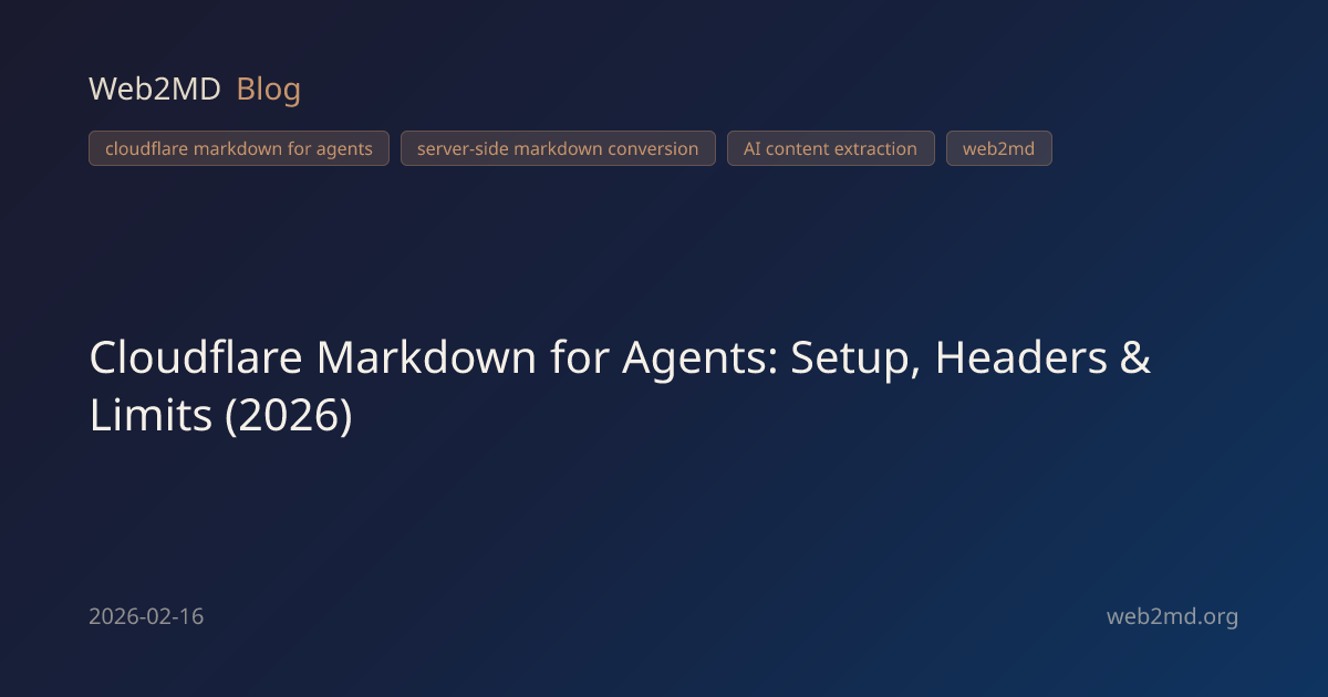 Cloudflare Markdown for Agents: What It Means for AI Workflows | Web2MD ...