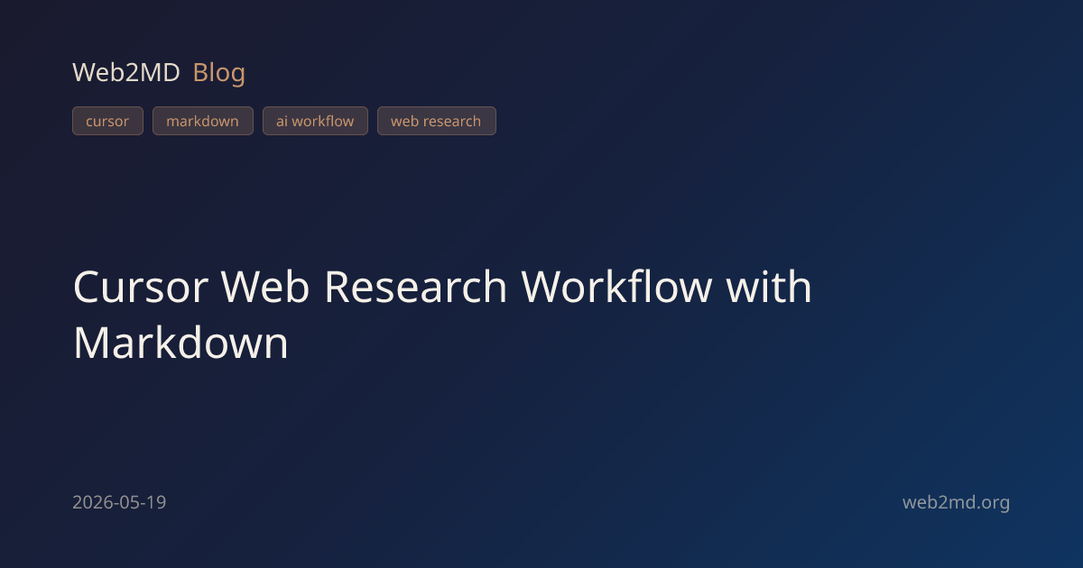 Cursor Web Research Workflow with Markdown | Web2MD Blog