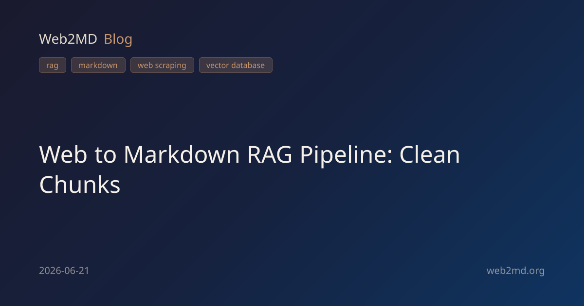 Web to Markdown RAG Pipeline: Clean Chunks | Web2MD Blog